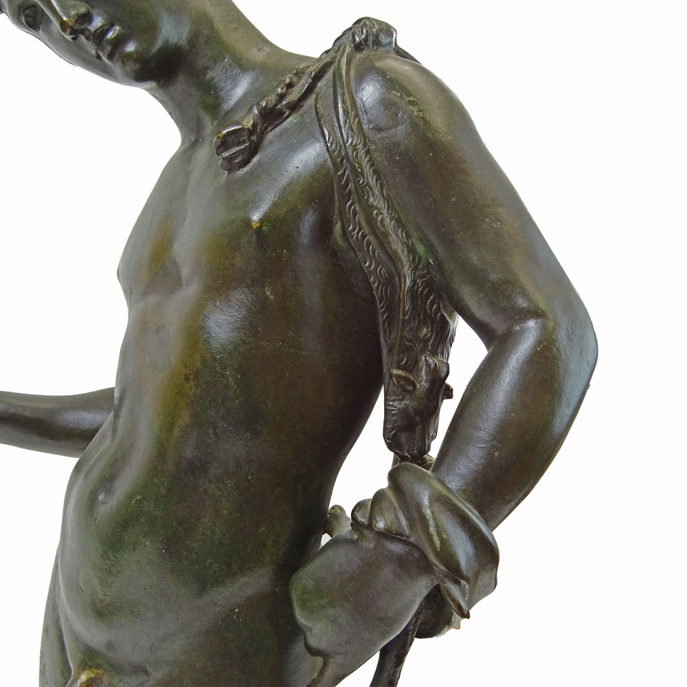 Vincenzo Gemito, Italian, (1852-1929) Bronze Sculpture, Standing Narcissus on stepped circular base