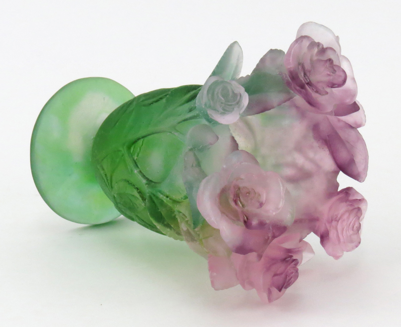 Daum Pate de Verre Rose Vase