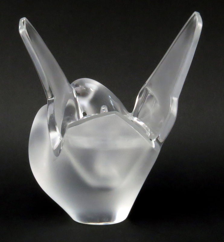 Lalique France Crystal Sylvie Swan Flower Frog/Vase