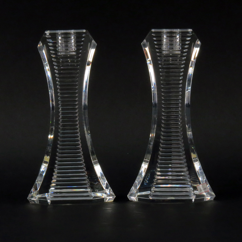 Baccarat Crystal Olympie Candlesticks in Original Box