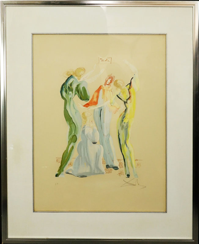 Salvador Dalí, Spanish (1904-1989) 1989 Woodcut, La Danse (Dante and les servantes)