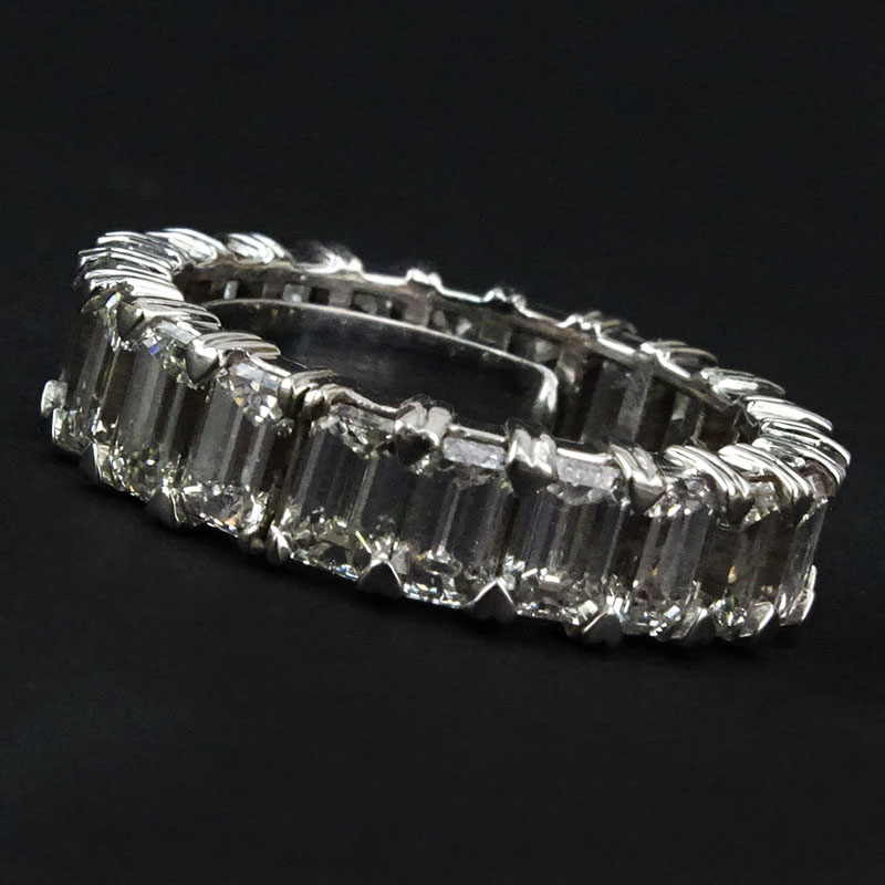 6.0 Carat Emerald Cut Diamond and Platinum Eternity Band.