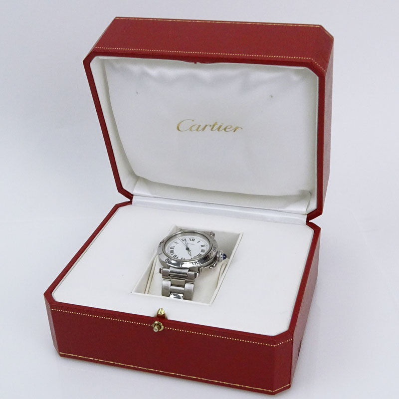 Man's Cartier Pasha Stainless Steel Bracelet Watch with Automatic Movement