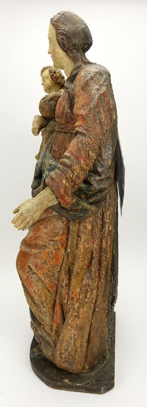 Large Wurttemberg region polychrome carved wood group "Virgin and Child"