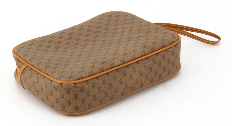 Gucci Beige Monogram Clutch Purse with Original Dust Bag