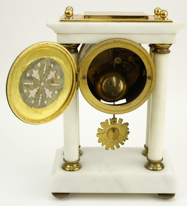 Tiffany and Co France Marble and Brass Mantle Clock