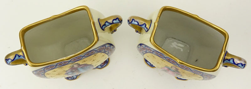 Pair of Antique French Hand Painted Porcelain Vases