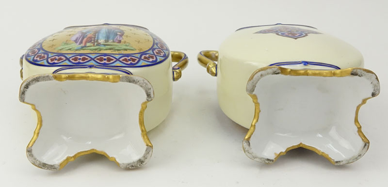 Pair of Antique French Hand Painted Porcelain Vases