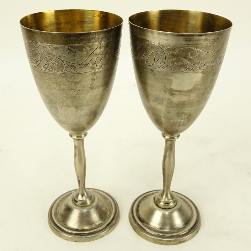 Pair of Mid Century Russian 875 Silver Chalices