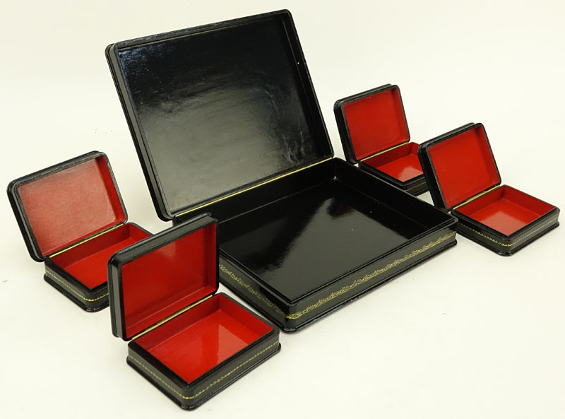 Collection of Five (5) Russian Judaica Lacquered Boxes