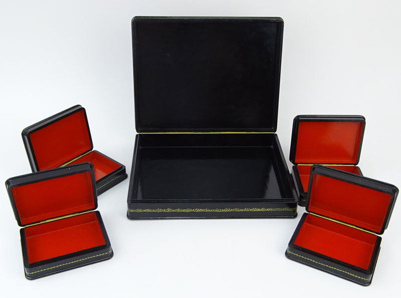 Collection of Five (5) Russian Judaica Lacquered Boxes