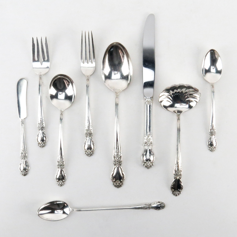 Fifty Seven (57) Pc Circa 1950 International Silver "Brocade" Sterling Silver Flatware