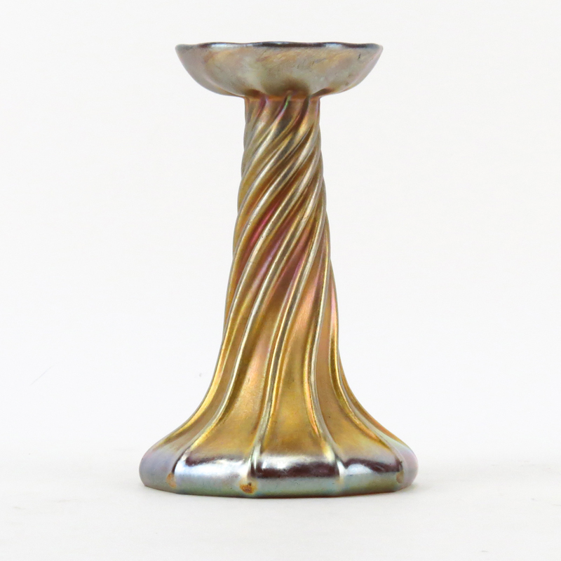 Tiffany Gold Favrile Iridescent Candlestick