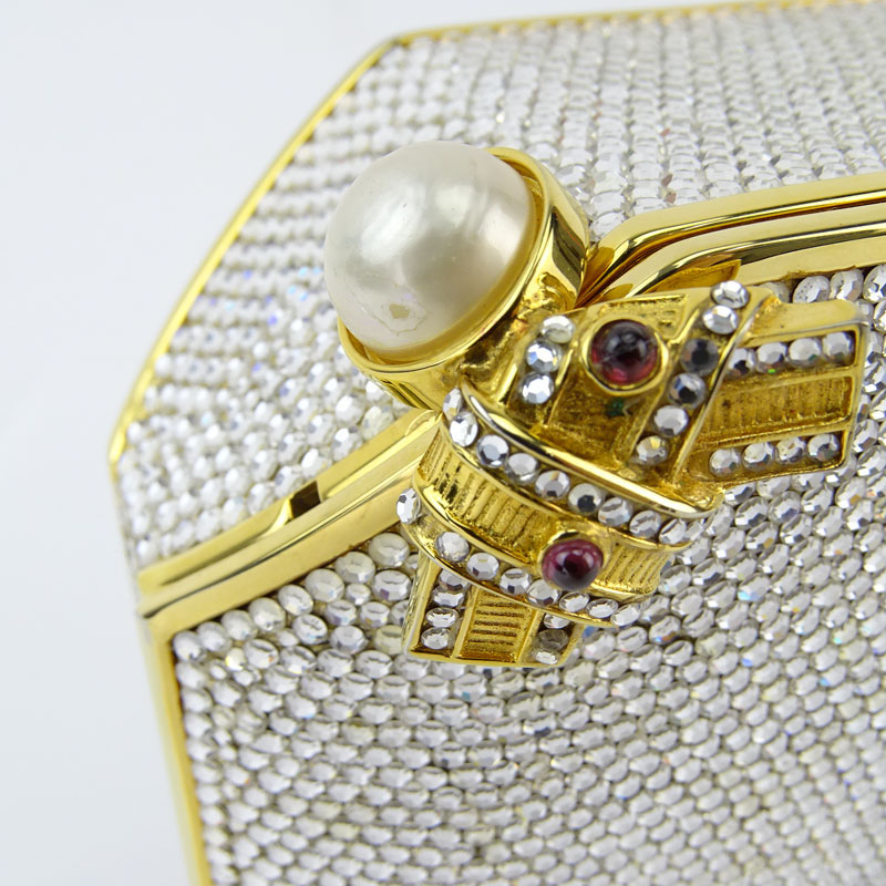 Judith Leiber Full Bead Gold Crystal Minaudiere