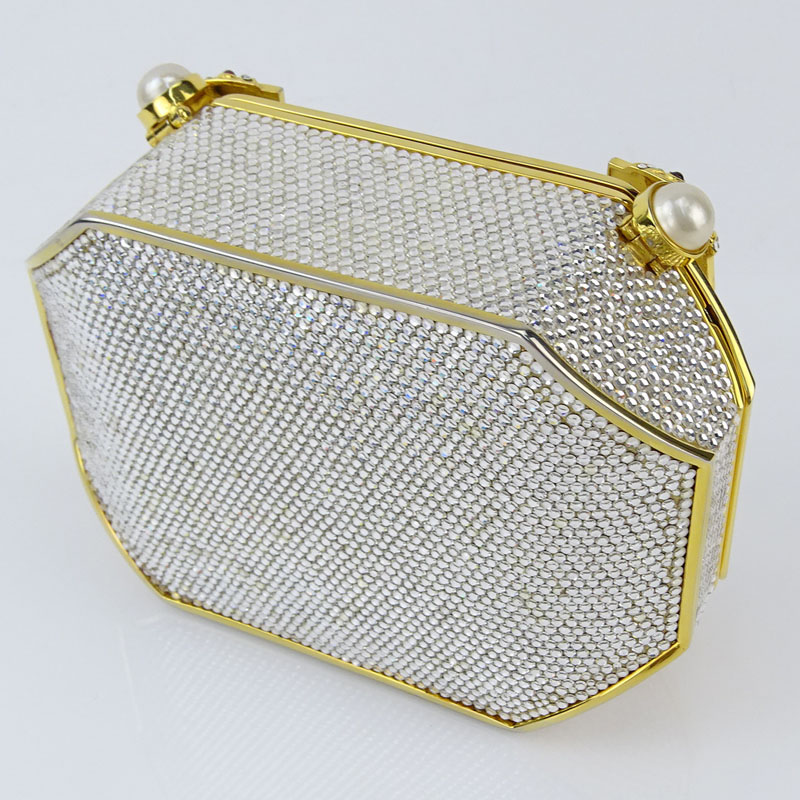 Judith Leiber Full Bead Gold Crystal Minaudiere