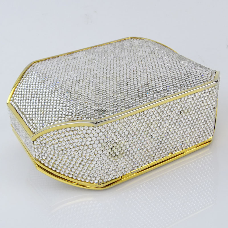 Judith Leiber Full Bead Gold Crystal Minaudiere