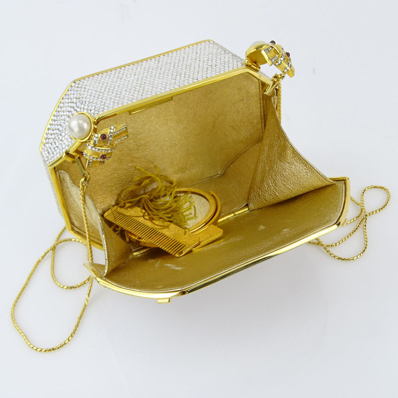 Judith Leiber Full Bead Gold Crystal Minaudiere