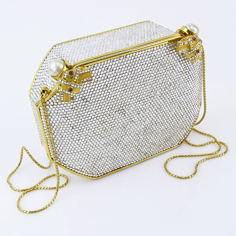 Judith Leiber Full Bead Gold Crystal Minaudiere