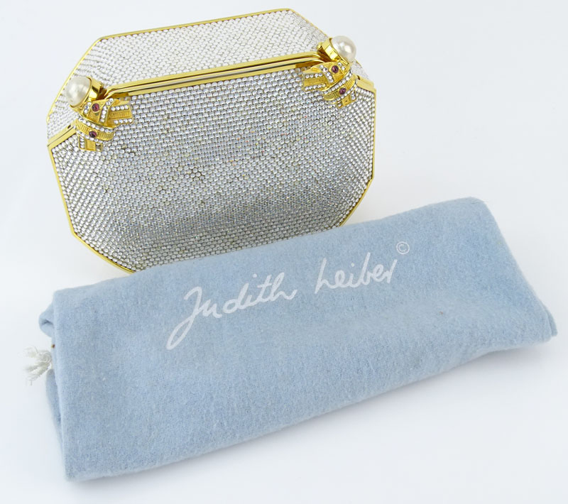 Judith Leiber Full Bead Gold Crystal Minaudiere