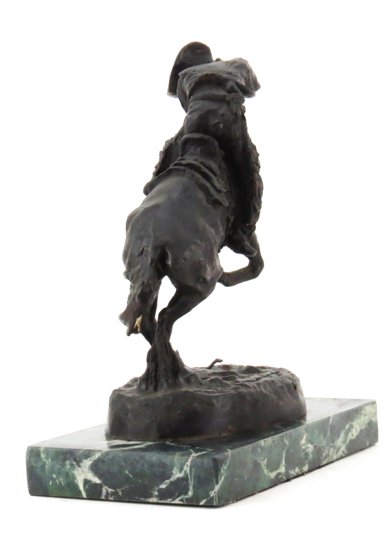 After: Frederic Remington, American (1861-1909) "Rattlesnake" Bronze Sculpture on Marble Base