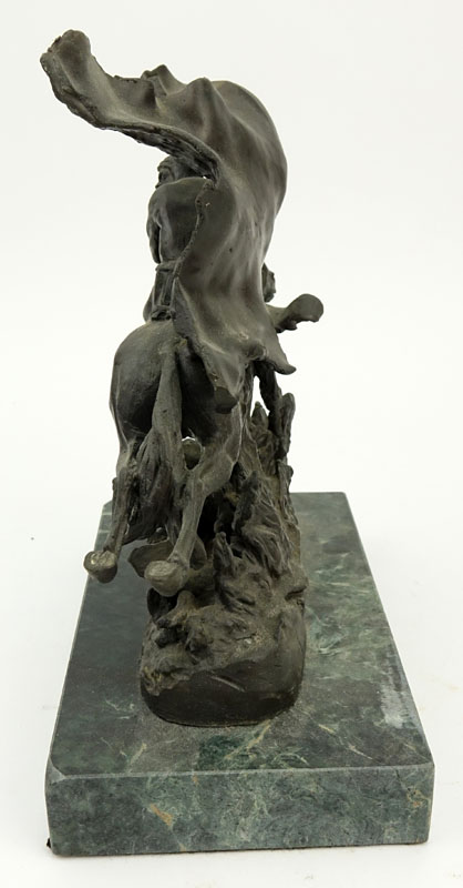 After: Frederic Remington, American (1861-1909) "Horsethief" Bronze Sculpture on Marble Base