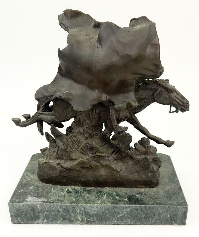 After: Frederic Remington, American (1861-1909) "Horsethief" Bronze Sculpture on Marble Base