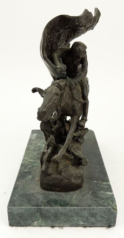 After: Frederic Remington, American (1861-1909) "Horsethief" Bronze Sculpture on Marble Base