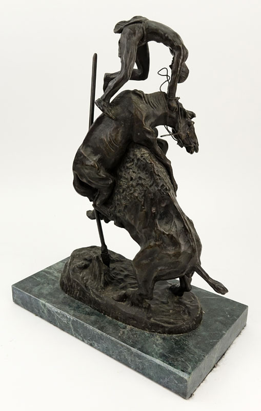 After: Frederic Remington, American (1861-1909) "Buffalo Horse" Bronze Sculpture on Marble Base