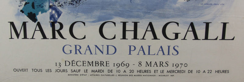 After :Marc Chagall, French/Russian (1887-1985) Grand Palais Exhibition poster Dated 1969-1976