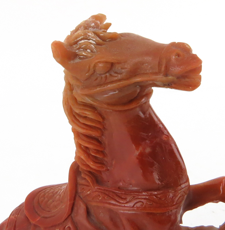 Hand Carved Chinese Natural Shoushan Stone Horse Figurine