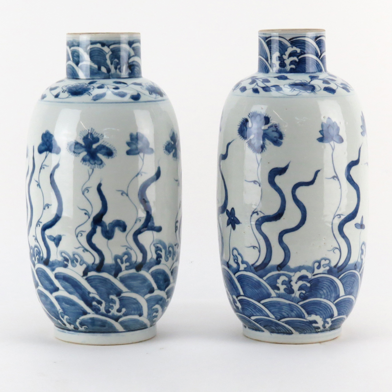 Pair of 20th Century Chinese Blue and White Porcelain Vases