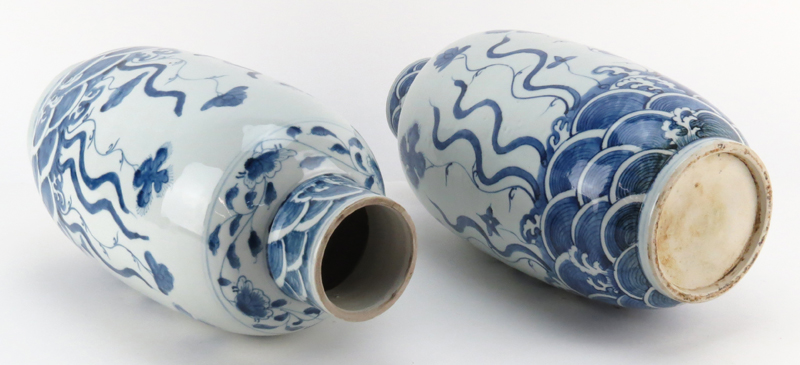 Pair of 20th Century Chinese Blue and White Porcelain Vases