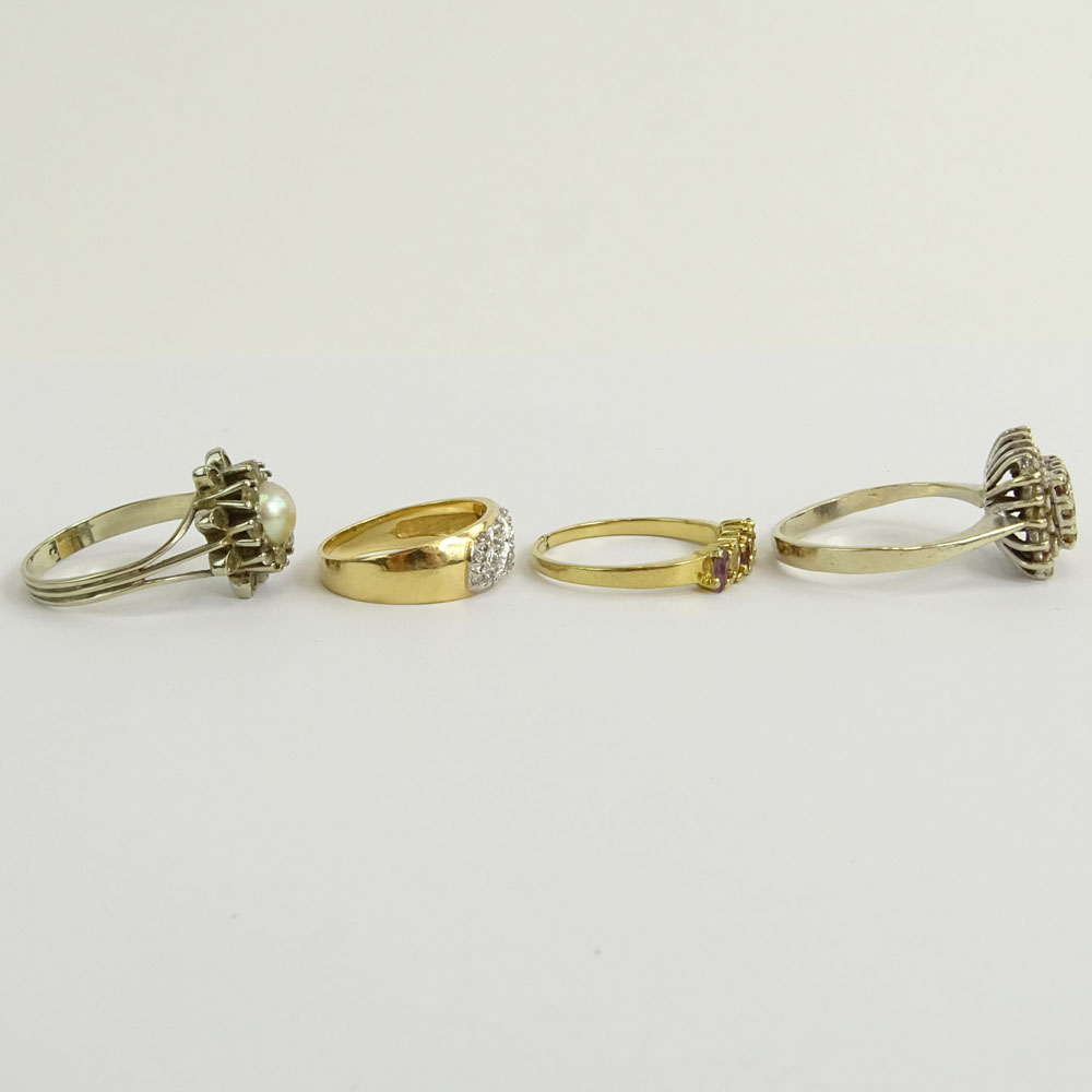 Collection of Four (4) Diamond and Gemstone Rings