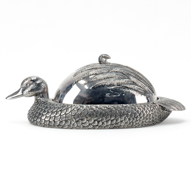 Vintage Silea Silver Plated Covered Tureen in the Form of a Duck