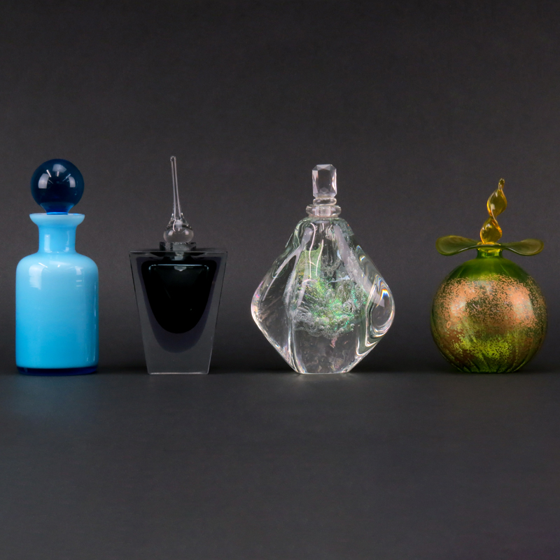 Four (4) Art Glass Perfume Bottles