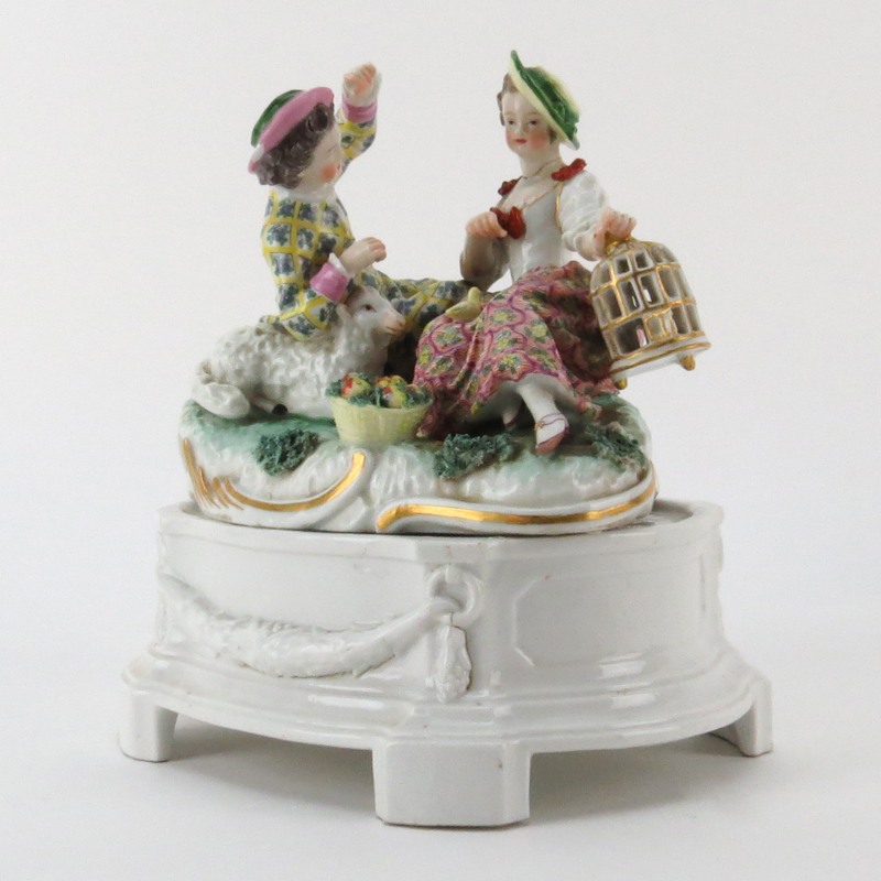 Antique Dresden Porcelain Group on a Later Base