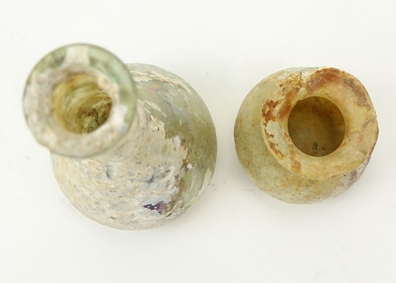 Two (2) Small Ancient Roman Glass Vases