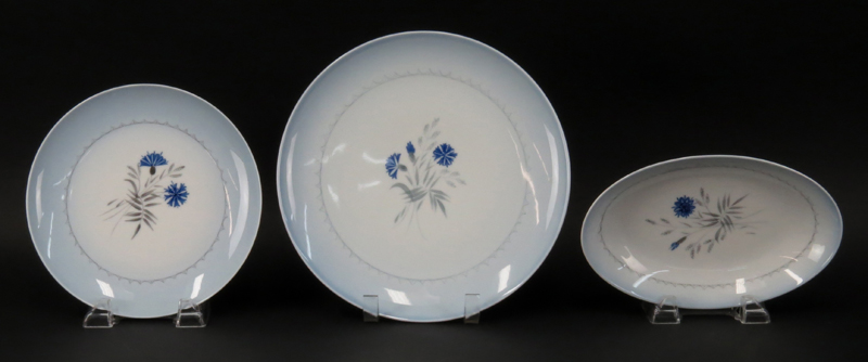 Sixty Two (62) Bing & Grondahl Porcelain Cornflower Blue Edge Dinnerware