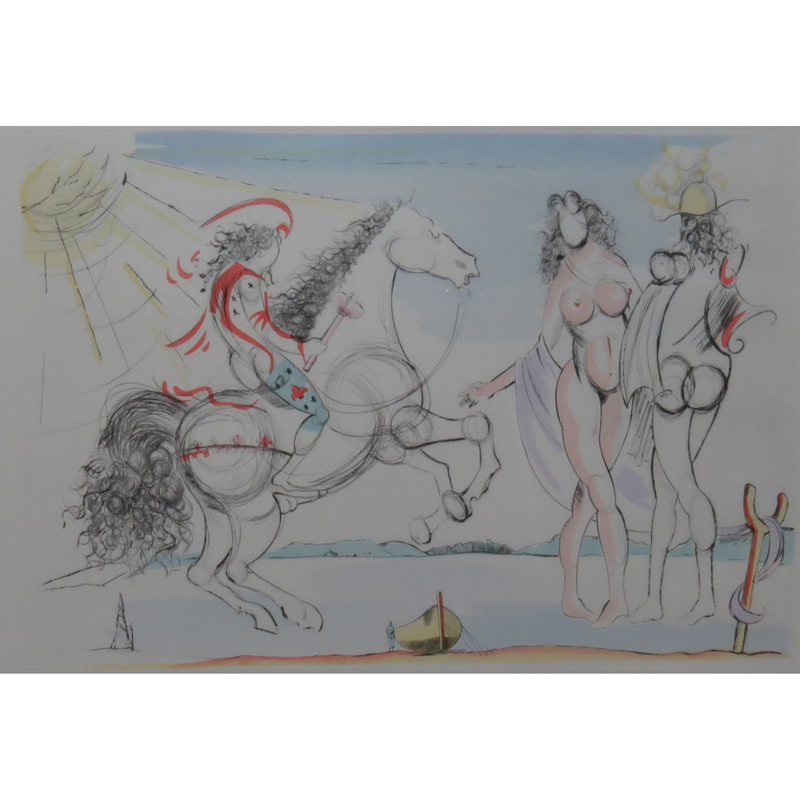 Salvador Dalí, Spanish (1904-1989) Color lithograph "Horse With Rider and Nude"