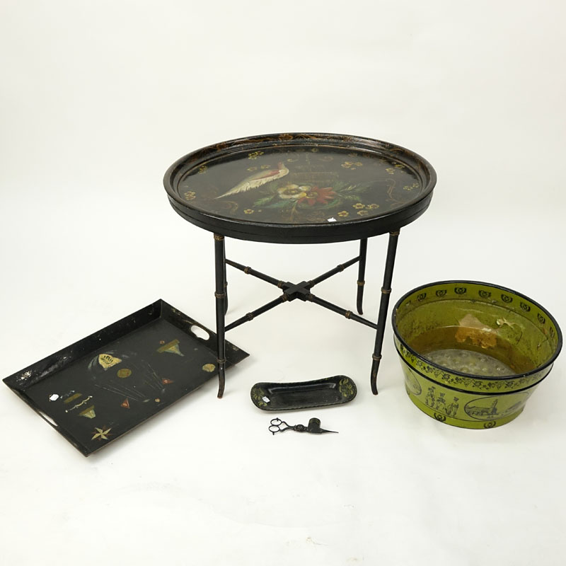 Grouping of Five (5) Vintage Toleware Items
