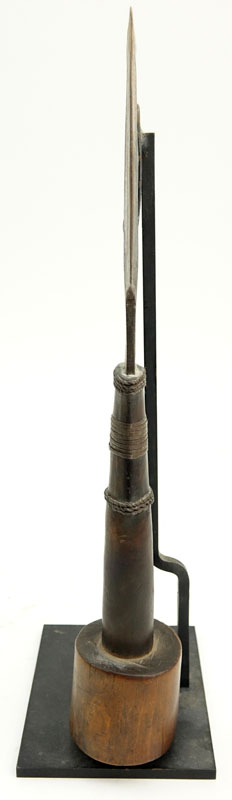 Antique African Mangbetu "Trumbash" Ceremonial Dagger with Stand