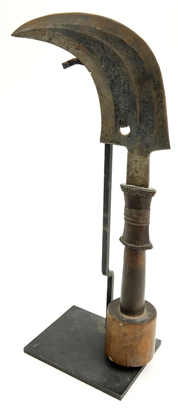 Antique African Mangbetu "Trumbash" Ceremonial Dagger with Stand