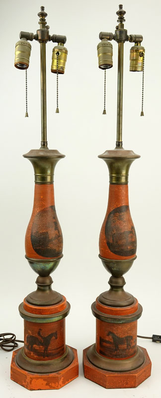 Pair of Vintage Tole Lamps