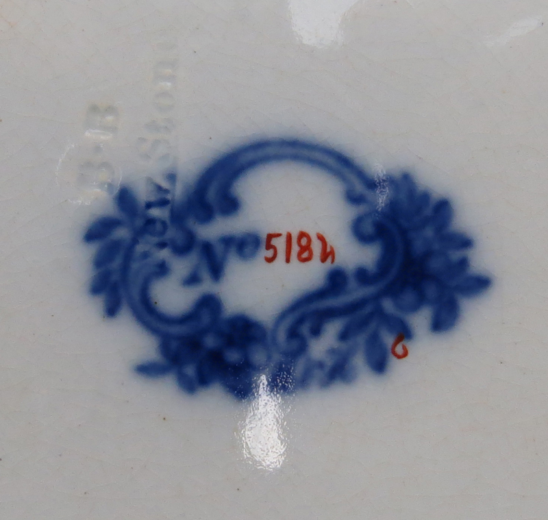 Sixty Four (64) Piece Set Of Antique English BB New Stone Flow Blue Imari Dinnerware