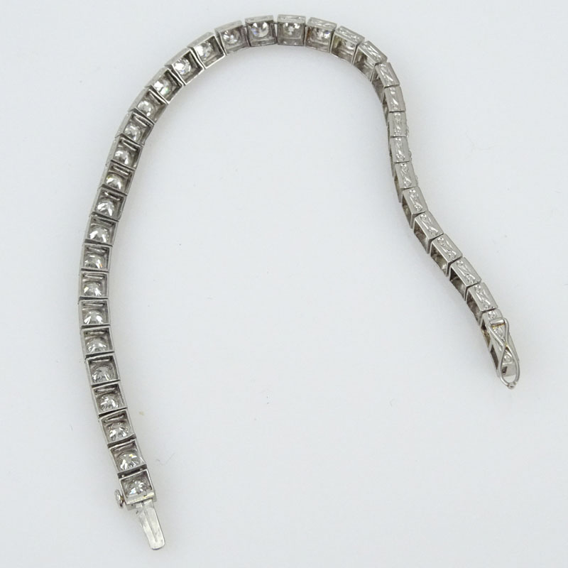 8.0 Carat Old European Cut Diamond and Platinum Line Bracelet.