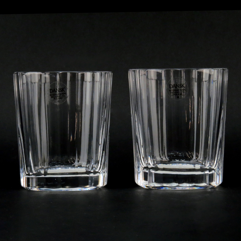 Eleven (11) Dansk Faceted Round Old Fashioned Glass Tumblers