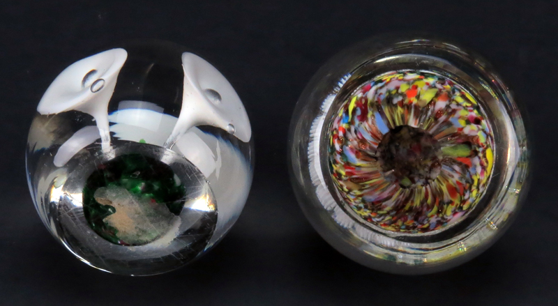 Grouping of Two (2) Mid Century Art Glass Paperweights