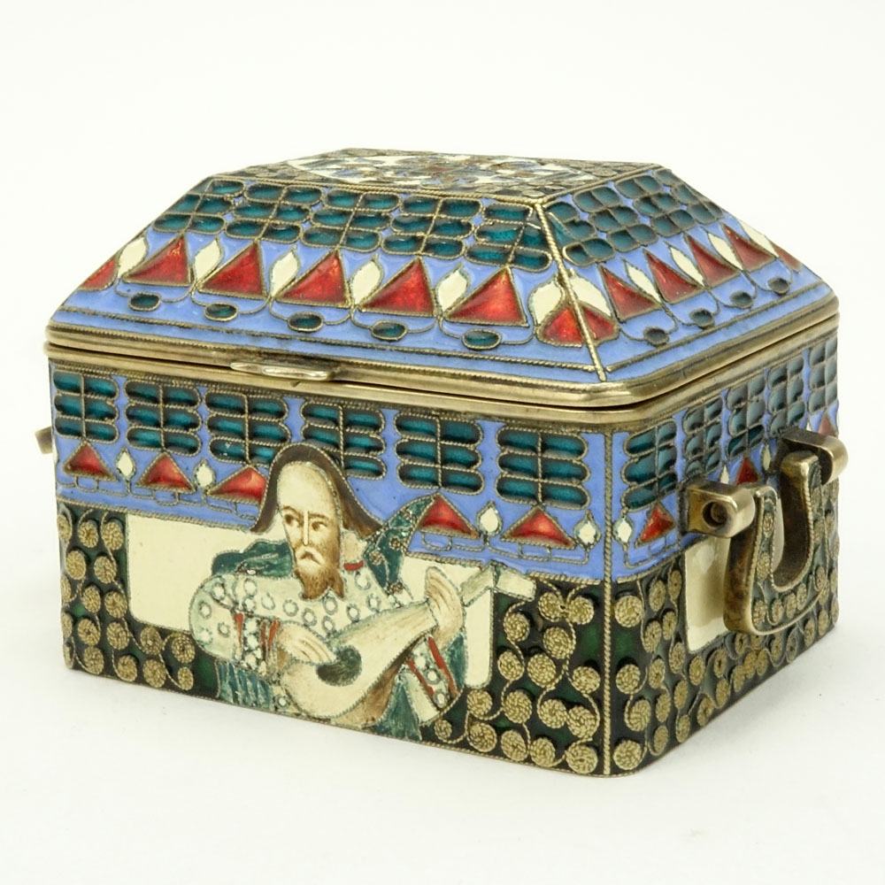 20th Century Russian Cloisonne Enamel Hinged Box