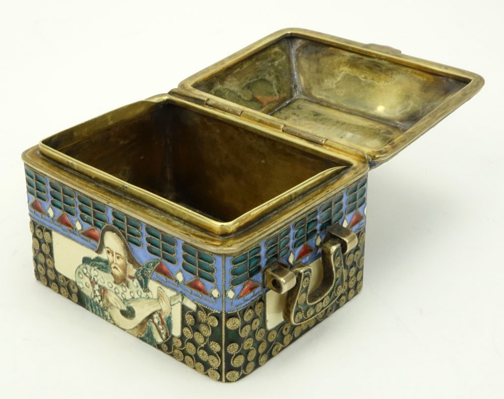 20th Century Russian Cloisonne Enamel Hinged Box