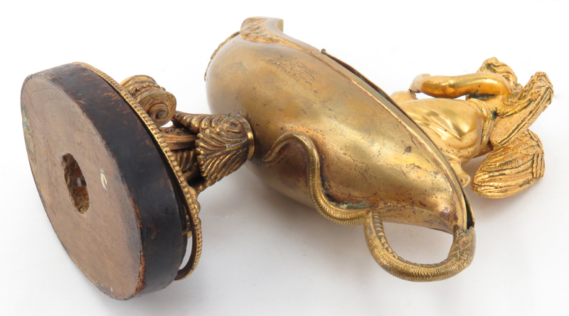 Late 19th or Early 20th French Empire Style Gilt Bronze Oil Lamp